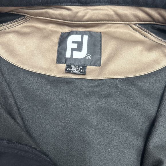 FootJoy FJ Brown Full Zip Fleece Lined Mock Neck Golf Jacket Men's Size 2XL - Picture 4 of 10